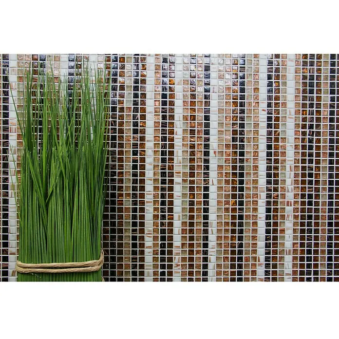 Mosaikfliese Quadrat Mix XGM ST55 - 32,7 x 30,5 cm, Braun/Beige/Weiß, Glänzend - Detailaufnahme