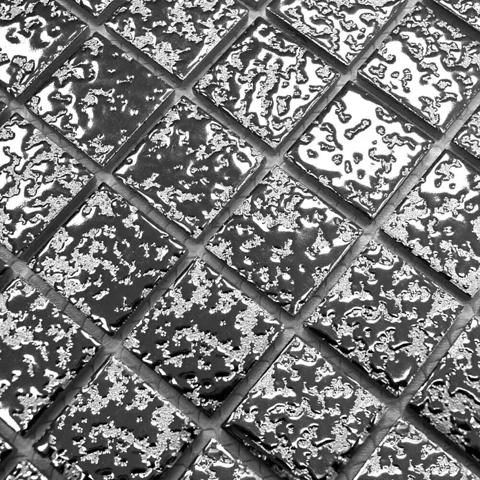 Mosaikfliese Uni SB 393 - 33 x 30,2 cm, Silber, Glänzend