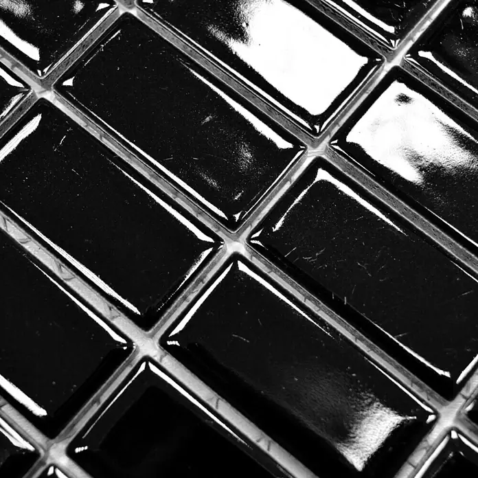 Mosaikfliese Uni ST 390 - 29,8 x 29,8 cm, Schwarz, Glänzend