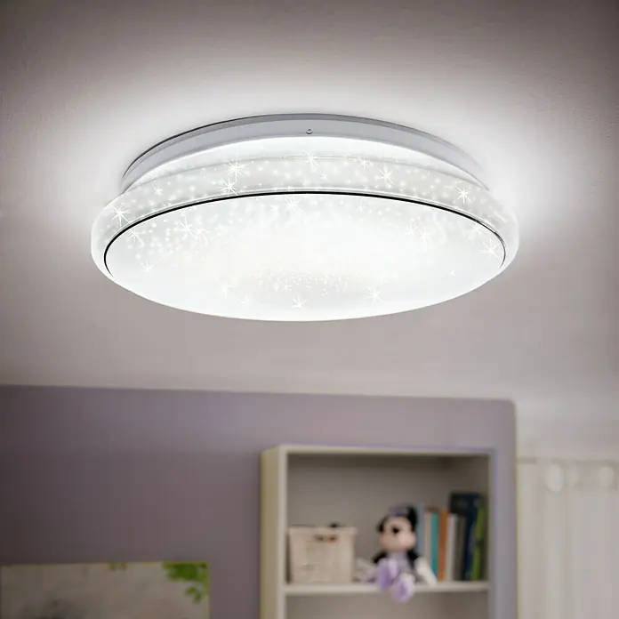 LeuchtenDirekt Okrugla stropna LED svjetiljka Jupiter - 28 W, Bijele boje, Topla bijela