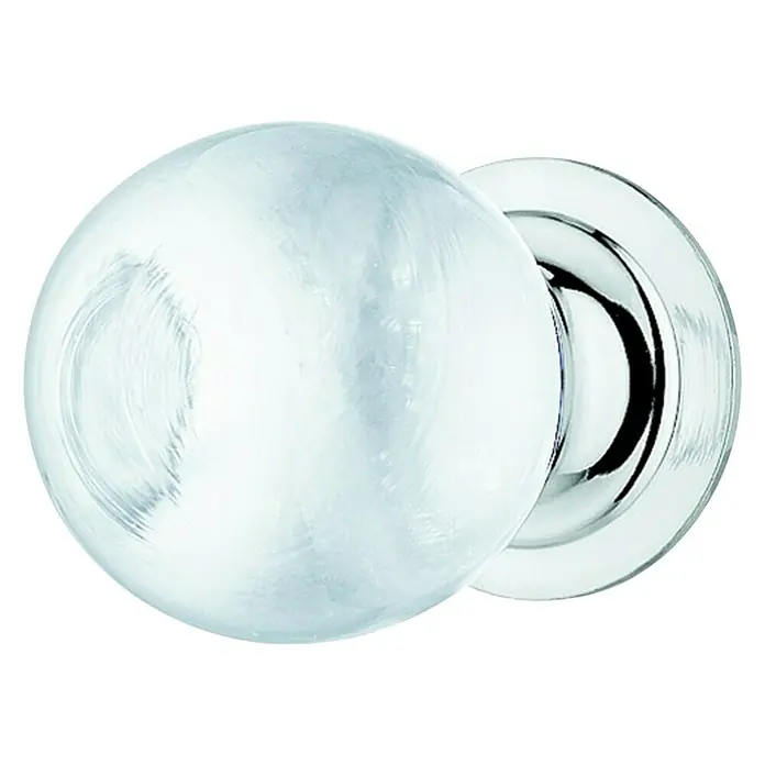 Okrugla ručka za namještaj - Ø x V: 25 x 33 mm, Staklo, Kromirano - Pogled sprijeda