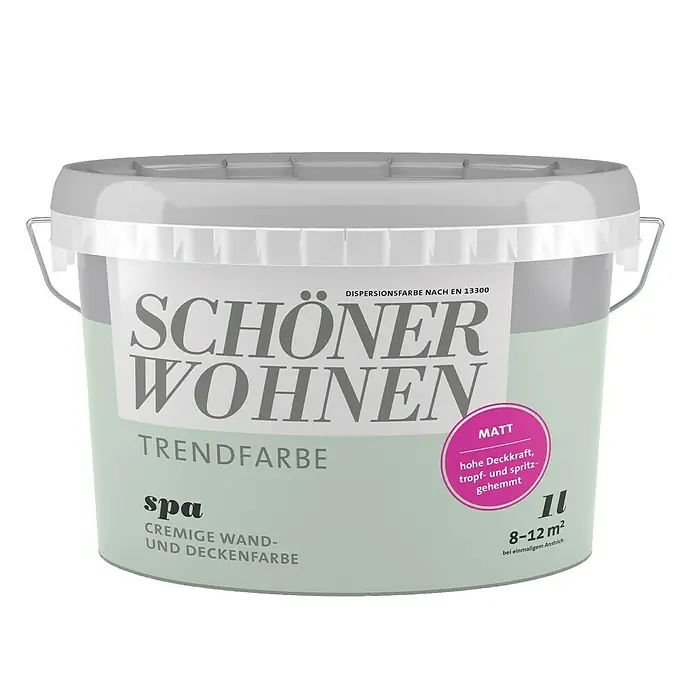 SCHÖNER WOHNEN-Farbe Wandfarbe Trendfarbe Limited Collection - Spa, 1 l, Matt, Konservierungsmittelfrei - Vorderansicht