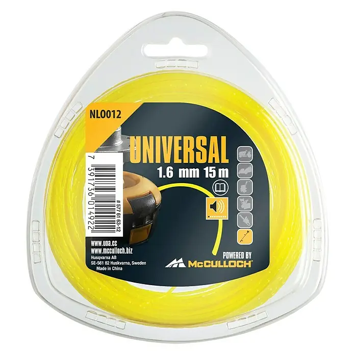 McCulloch Trimmerleisefaden Universal - Fadenlänge: 15 m, Fadenstärke: 1,6 mm - Vorderansicht