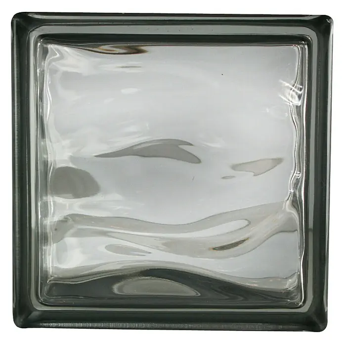 Fuchs Design Bloque de vidrio BM Reflex - Antracita, Aqua, 19 x 19 x 8 cm - Vista frontal
