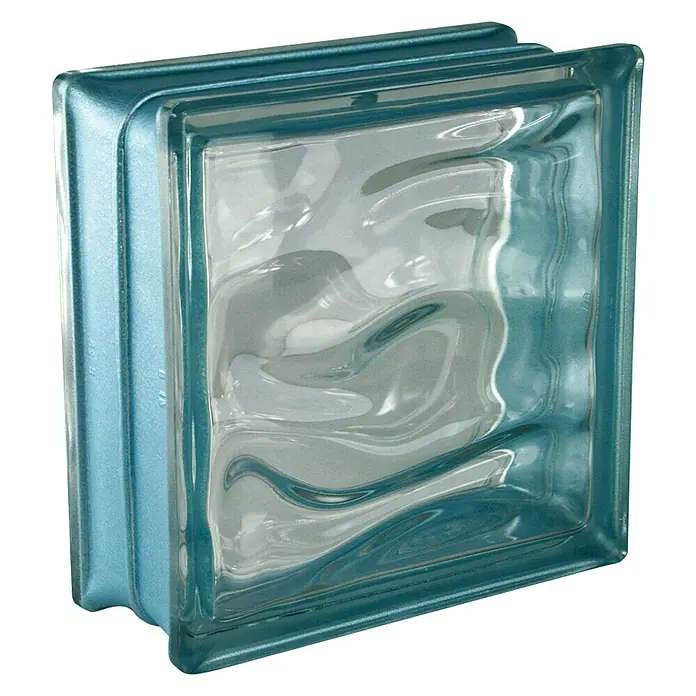 Fuchs Design Bloque de vidrio BM Reflex - Índigo, Aqua, 19 x 19 x 8 cm - Vista de perfil izquierdo