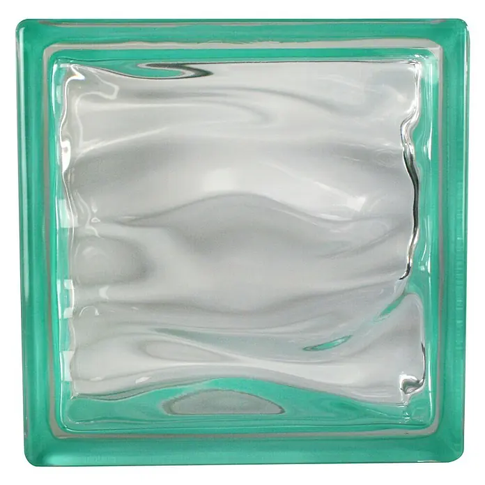 Fuchs Design Bloque de vidrio BM Reflex - Caribe, Aqua, 19 x 19 x 8 cm - Vista frontal