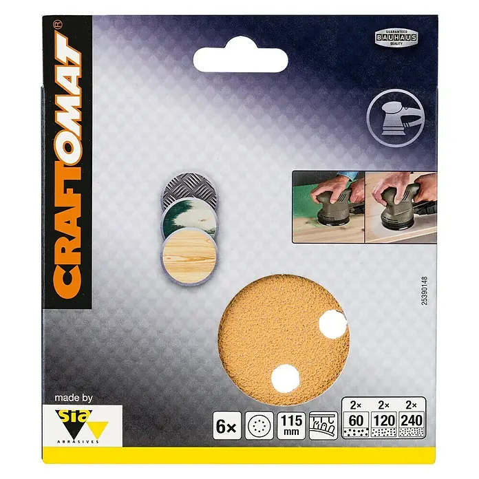 Craftomat Set brusnih listova BFWP - Promjer: 115 mm, 6 Kom., Izbušeno - Pogled sprijeda