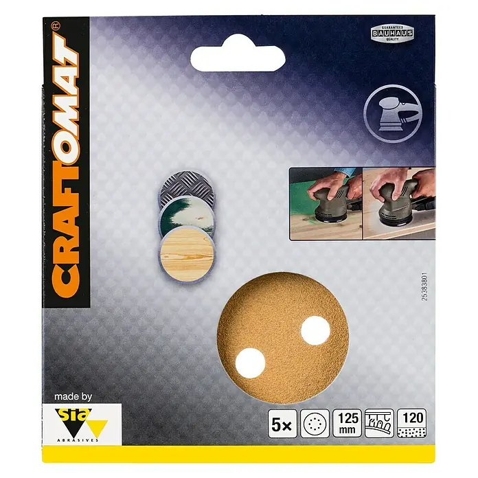 Craftomat Listovi za brusilicu BFWP - Promjer: 125 mm, Granulacija: 120, Izbušeno - Pogled sprijeda