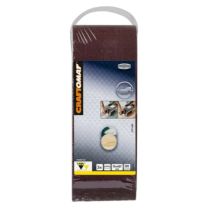 Craftomat Brusni remen BFWP - D x Š: 457 x 75 mm, Granulacija: 220, 3 Kom. - Pogled sprijeda