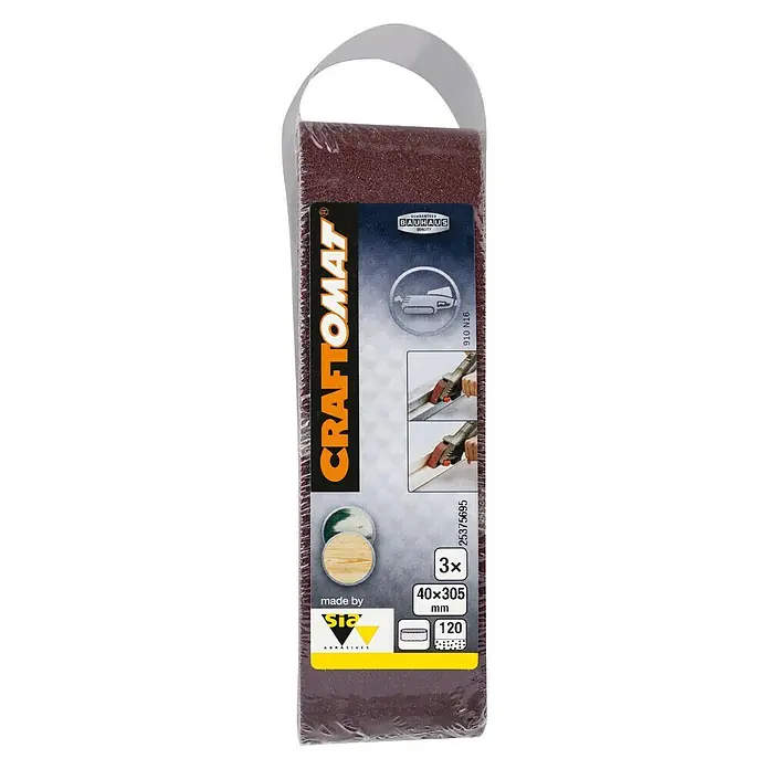 Craftomat Brusni remen BFWP - D x Š: 305 x 40 mm, Granulacija: 120, 3 Kom. - Pogled sprijeda