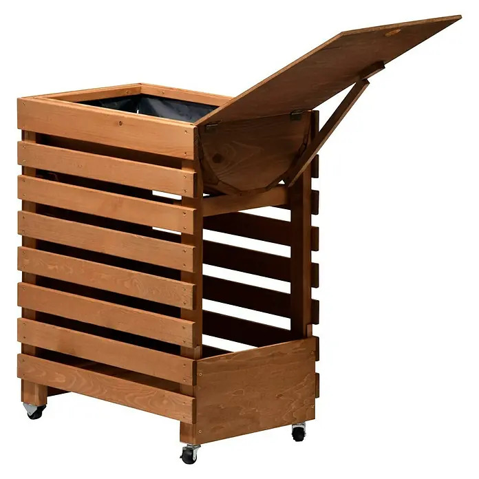 Dobar Hochbeet Rolling Garden - 58 x 36 x 71 cm, Braun, Kiefer - Linke Seitenansicht