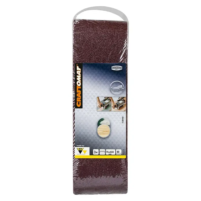 Craftomat Brusni remen BFWP - D x Š: 533 x 75 mm, Granulacija: 60, 3 Kom. - Pogled sprijeda
