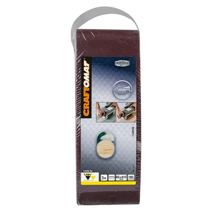 Craftomat Brusni remen BFWP - D x Š: 410 x 65 mm, Granulacija: 180, 3 Kom. - Pogled sprijeda