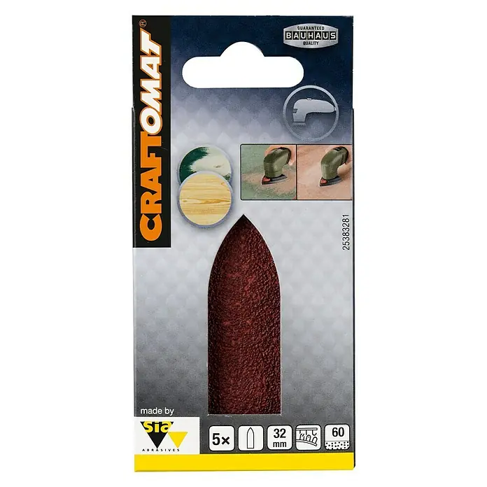 Craftomat Dedo de lijado - Ancho: 32 mm, Grano: 60, 5 ud. - Vista frontal