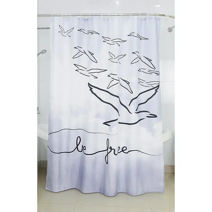 Venus Textil-Duschvorhang Be Free - 180 x 200 cm, Schwarz/Weiß