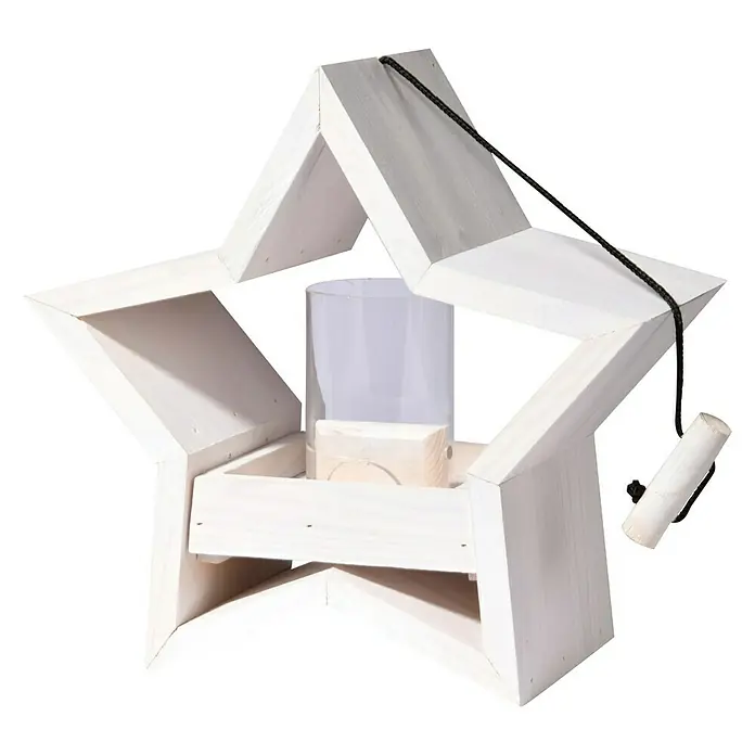 Luxus Vogelhaus Futterstation - 30 x 14 x 30 cm, Weiß - Vorderansicht