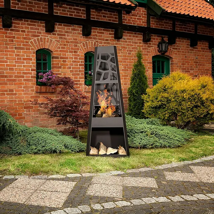 Dobar Gartenkamin - 57,5 x 38 x 148 cm, Stahl, Pulverbeschichtet - Stimmungsaufnahme