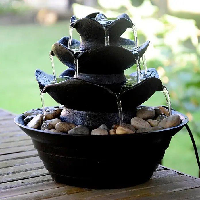 Dobar Zimmerbrunnen - Ø x H: 22,2 x 20,6 cm, Schwarz, Mit Pumpe - Stimmungsaufnahme