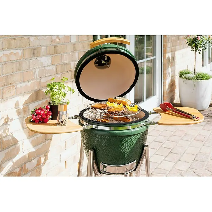 Kingstone Roštilj na drveni ugljen Kamado BBQ 21 - Zelene boje, Dimenzija rešetke za pečenje: Ø 48 cm