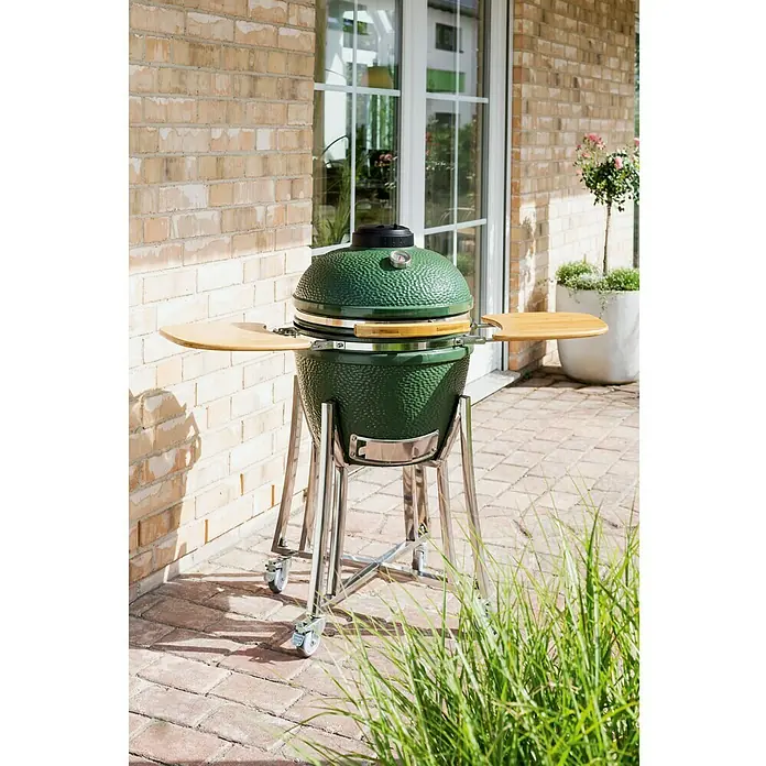 Kingstone Roštilj na drveni ugljen Kamado BBQ 21 - Zelene boje, Dimenzija rešetke za pečenje: Ø 48 cm