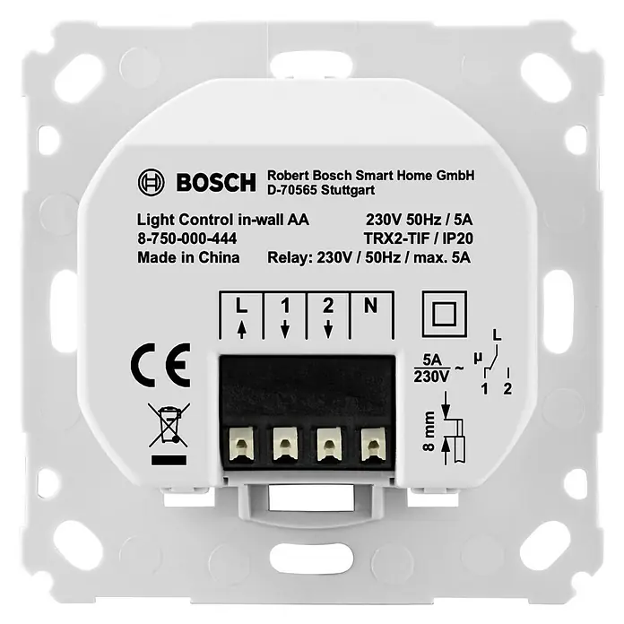 Bosch Smart Home Lichtsteuerung - Reichweite Funk: 240 m, 1.150 W, Unterputz - Rückansicht