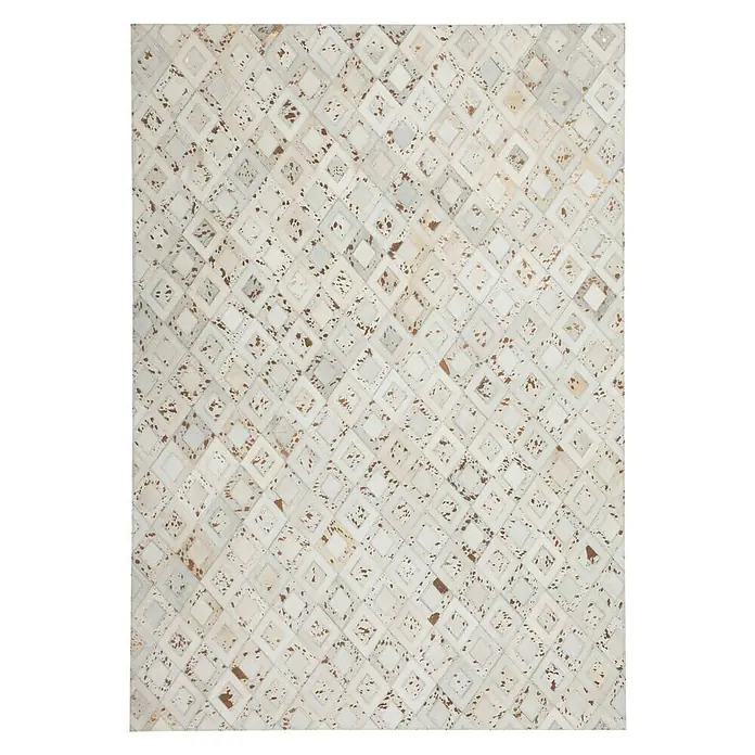 Kayoom Echtlederteppich Dazzle 100 - Elfenbein/Chrom, L x B: 230 x 160 cm, 100 % Leder - Vorderansicht