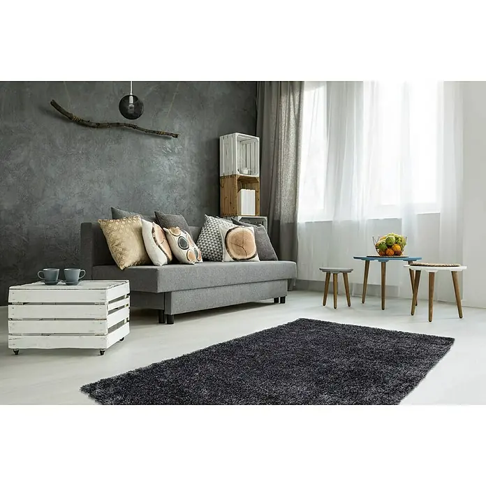 Kayoom Teppich Diamond - Anthrazit, L x B: 150 x 80 cm, 100 % Polyester - Stimmungsaufnahme