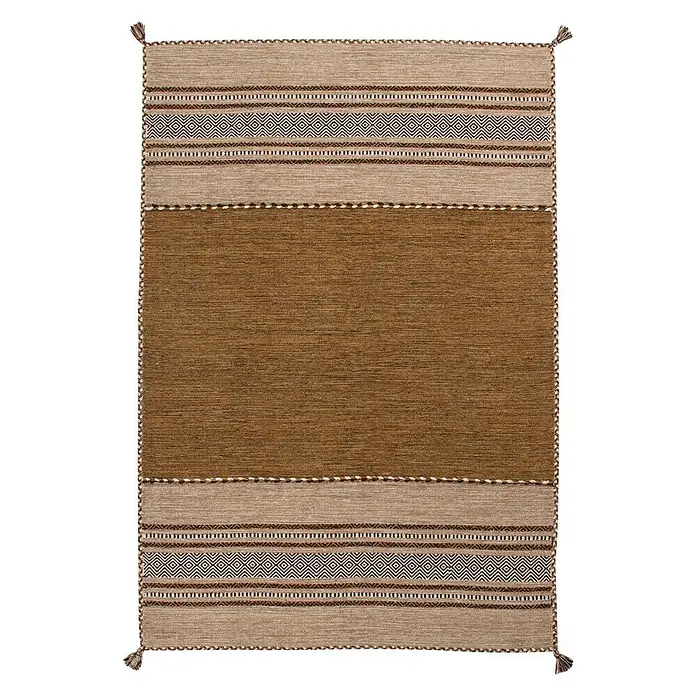 Kayoom Teppich Native - Braun, L x B: 230 x 160 cm, 100% Baumwolle - Vorderansicht