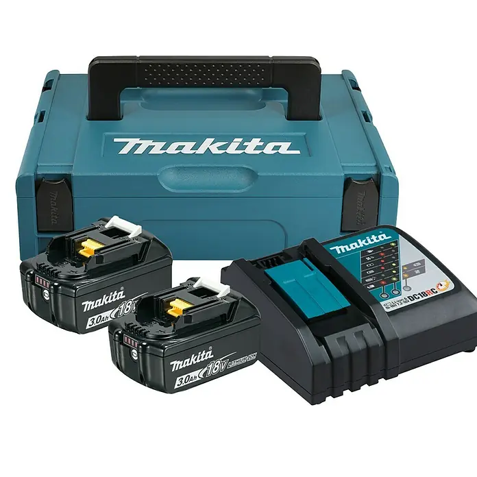 Makita Punjač i baterija Power Source Kit - 2 baterije, 18 V, Litij-ionska, 3 Ah - Pogled sprijeda
