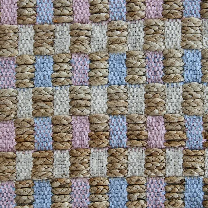 Kayoom Teppich Chess 110 - Natur/Pink, 290 x 200 cm, 100% Jute-/Baumwollmischung - Detailaufnahme