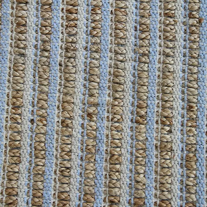 Kayoom Teppich Chess 310 - Natur/Blau, 170 x 120 cm, 100% Jute-/Baumwollmischung - Detailaufnahme
