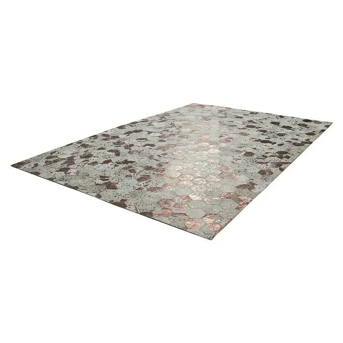Kayoom Echtlederteppich Dazzle 200 - Elfenbein/Chrom, L x B: 230 x 160 cm, 100 % Leder - Ansicht von oben
