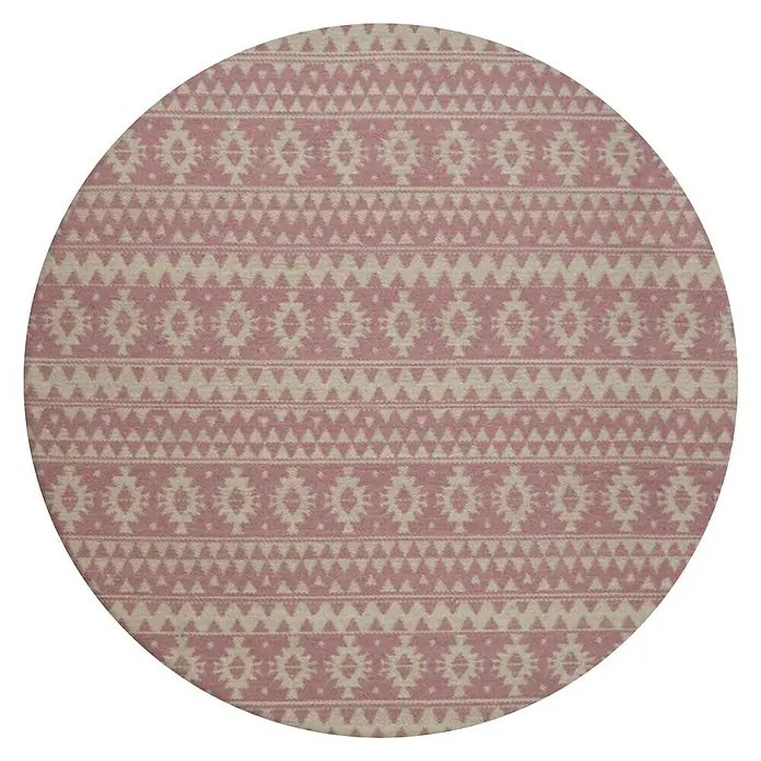 Kayoom Teppich Sunny Rund 200 - Pink, Durchmesser: 160 cm, 100% Polyester - Vorderansicht