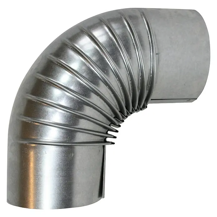 Ofenrohrbogen - Durchmesser: 110 mm, Bogenwinkel: 90 °, Feueraluminiert, Silbergrau - Vorderansicht