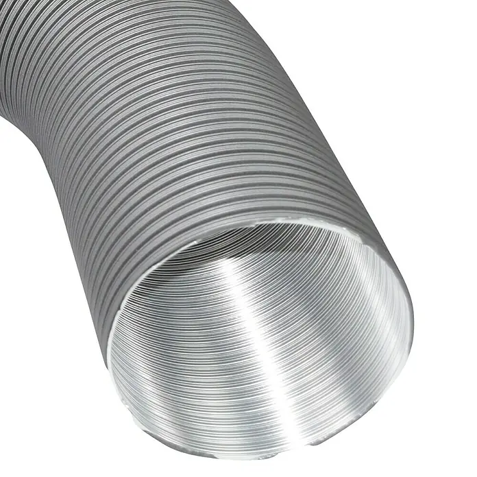 Alu-Flexrohr - Durchmesser: 80 mm, Verstellbar: 50 mm - 150 mm, Aluminium, Grau - Vorderansicht