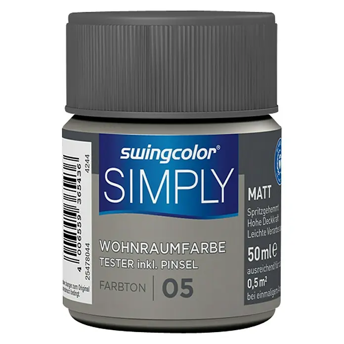 swingcolor Boja za zid SIMPLY Tester - Bež – br. 05, 50 ml, Mat - Pogled sprijeda