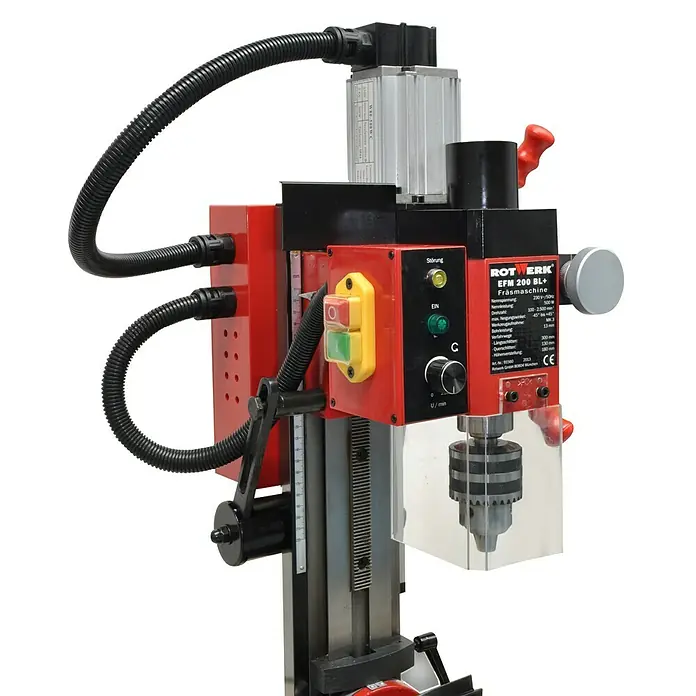 Rotwerk Bohr- & Fräsmaschine EFM 200 BL plus - Leistung: 500 W, Drehzahl: 100 U/min - 2.500 U/min, Neigungswinkel: -45° bis +45° - Vorderansicht