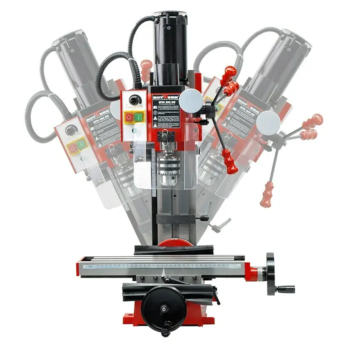 Rotwerk Bohr- & Fräsmaschine EFM 200DS - 350 W, 150 U/min - 2.500 U/min, Spannweite Bohrfutter: 1 mm - 13 mm, Größe Arbeitstisch: 390 x 95 mm - Vorderansicht