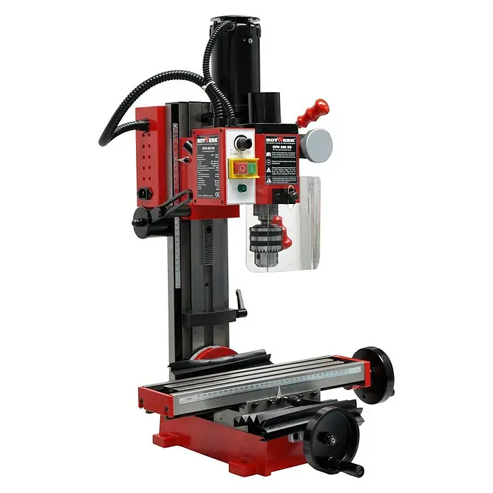 Rotwerk Bohr- & Fräsmaschine EFM 200DS - 350 W, 150 U/min - 2.500 U/min, Spannweite Bohrfutter: 1 mm - 13 mm, Größe Arbeitstisch: 390 x 95 mm - Vorderansicht