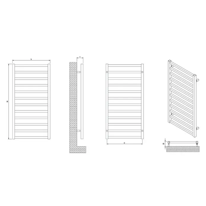Cicsa Radiador toallero Karnak - 50 x 100 cm, Cromo