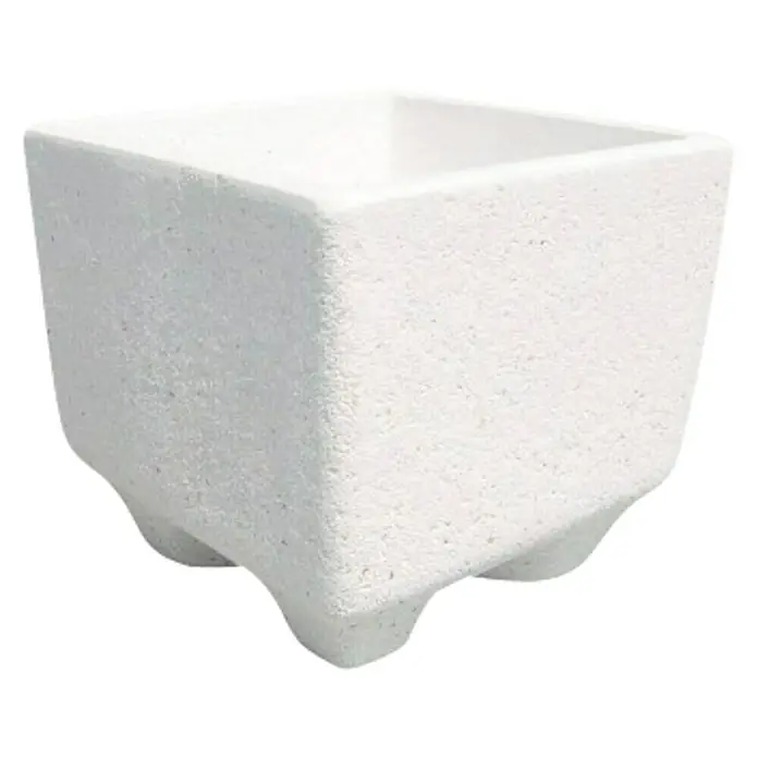 Macetero para plantas Lisa - Dimensiones externas (L x An x Al): 36 x 36 x 36 cm, Hormigón, Blanco