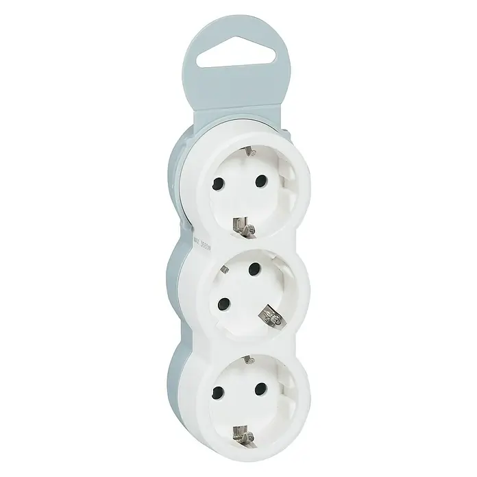 Legrand Base de enchufe múltiple frontal - Número de enchufes Schuko: 3 ud., Blanco, 3.680 W