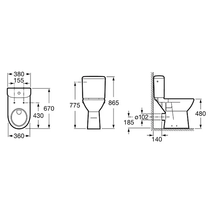 Roca Access Tanque - Volumen de descarga: 3 l - 6 l, Blanco, 17 x 38 x 36,5 cm