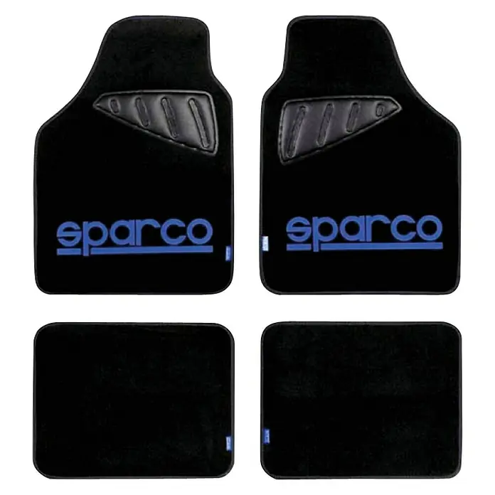 Sparco Juego de alfombrillas para vehículo - 4 piezas, Negro/Azul, L x An: 74 x 48 cm