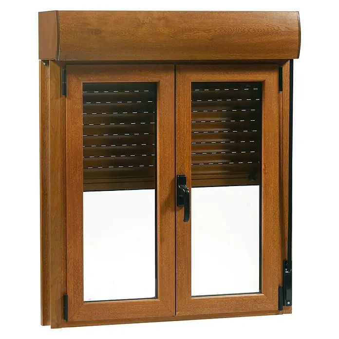 Solid Elements Ventana de aluminio Oscilobatiente - 100 x 115 cm, Derecha, Roble oscuro, Con persiana