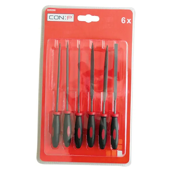 Set de limas - 6 pzs., Apto para: Metal, Longitud hoja de lima: 100 mm