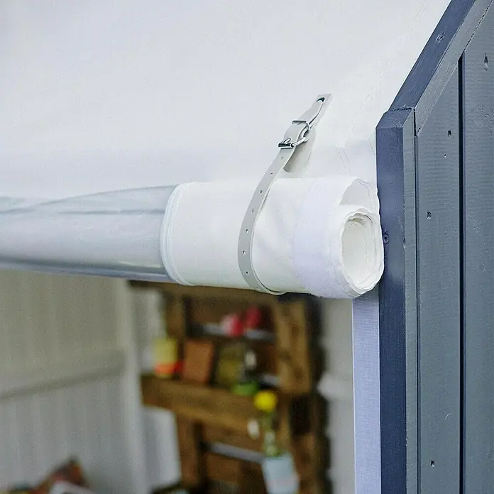 Plus Spielhaus - 1,21 x 2,03 x 1,98 m, Natur, Weiß - Detailaufnahme