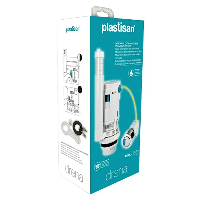 Plastisan Descarga para WC doble con cable - Blanco, Rebosadero