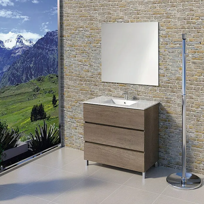Conjunto de mueble de baño Patri - 80 cm, 3 piezas, Nebraska