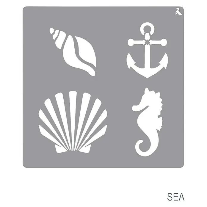 La Pajarita Plantilla decorativa Stencil Sea - Concha, 20 x 20 cm, Plástico
